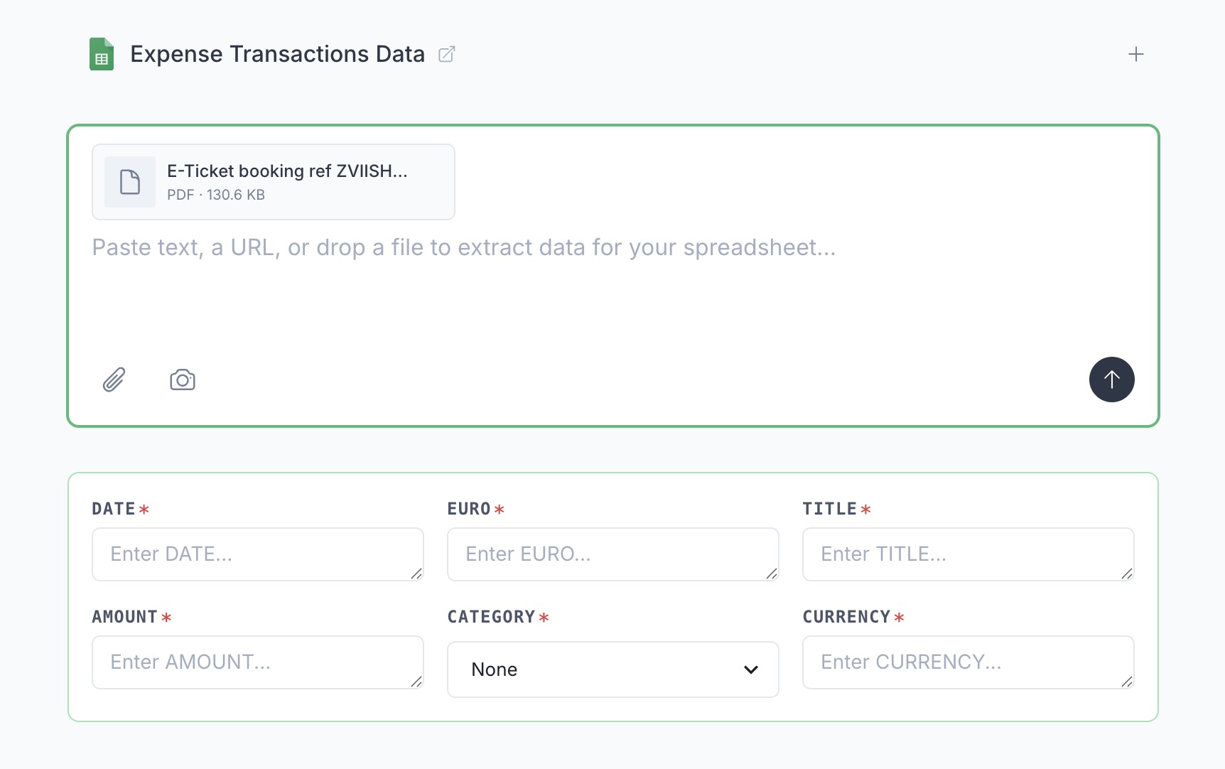Spreadsheet Agent — Upload data