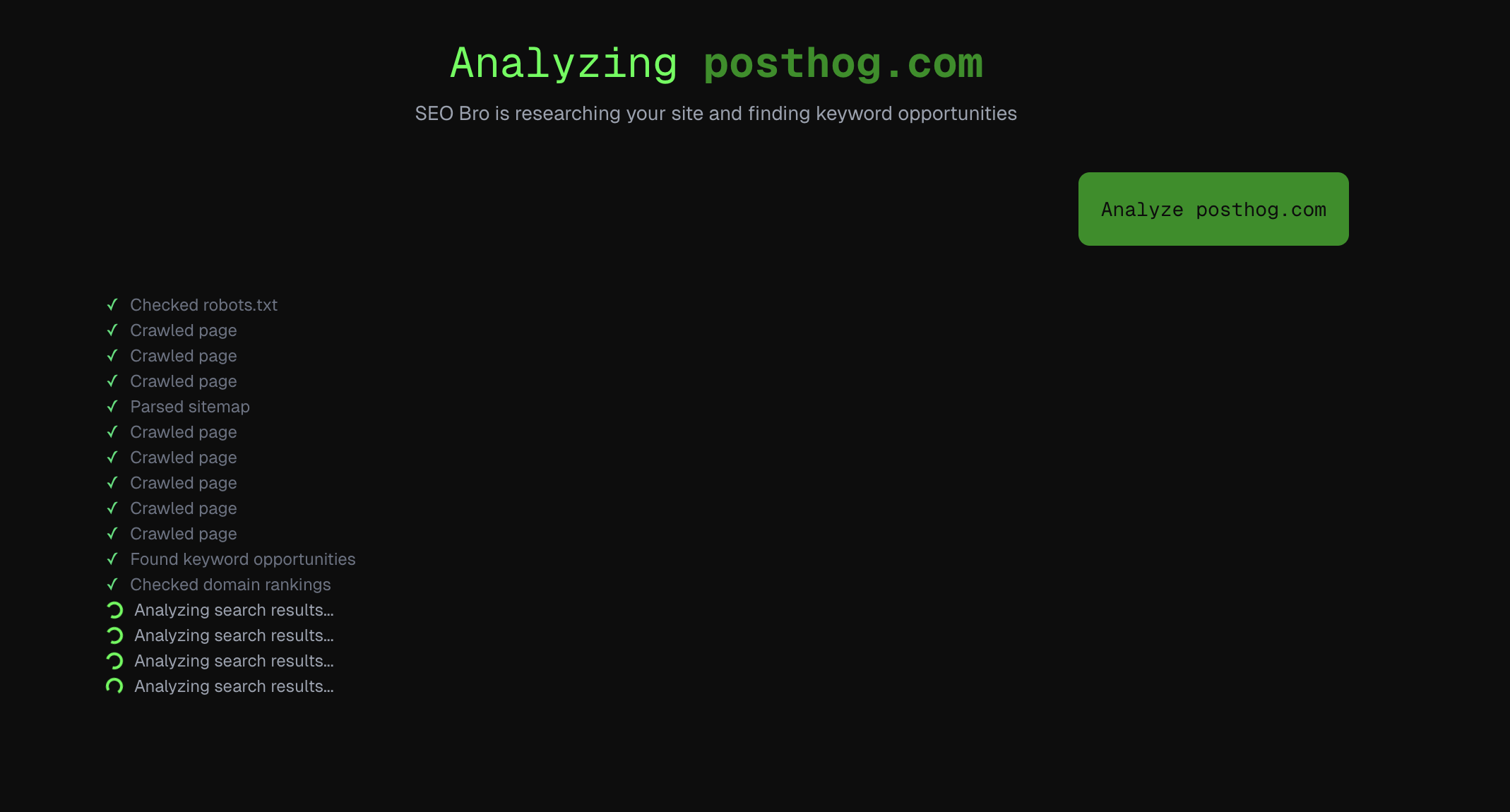 SEO Bro — Analyzing